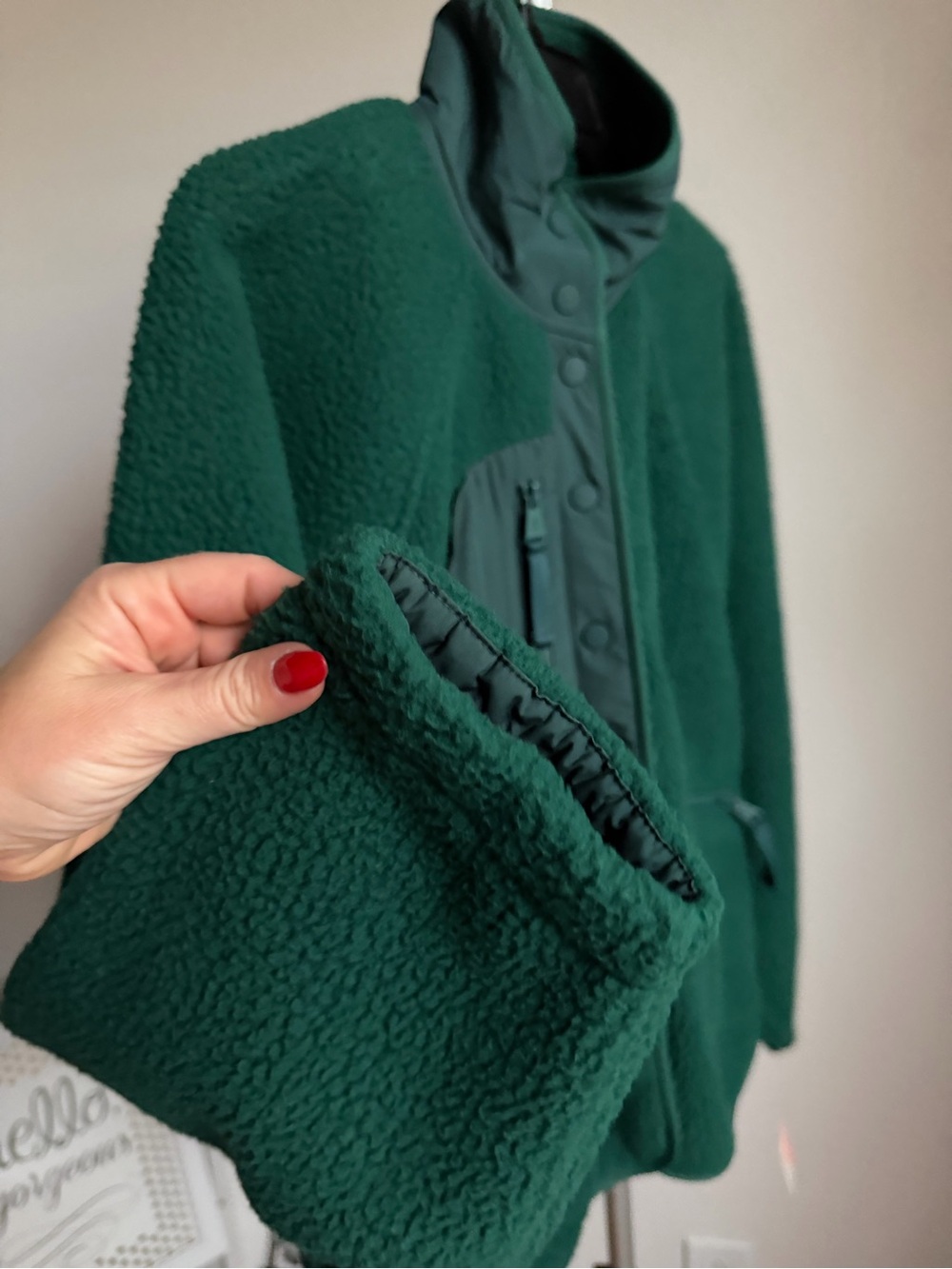 NWT FREE PEOPLE  Hit The Slopes Fleece Jacket - Evergreen Sz M - Picture 12 of 15